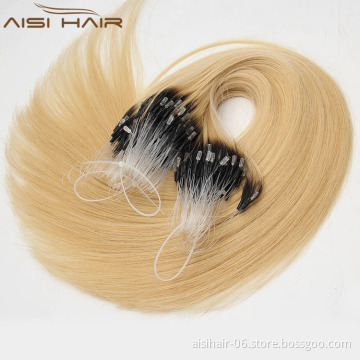 Aisi Hair 16"-28" 100% Cambodia 613 Blonde 1Gram/Strand Micro Ring Hair Extensions , Micro Loop Hair Extension